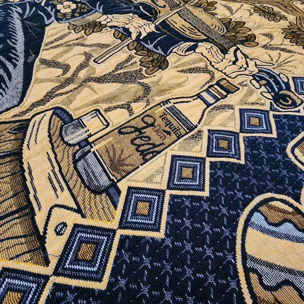 Day of the Dead Blanket Dia de los Muertos Woven Throw Calavera Couple 82x89